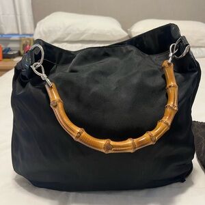 Vintage Gucci nylon hobo bag with bamboo handle